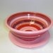 Bright Reds and Pinks Striped Ceramic Berry Bowl with Pink Dish