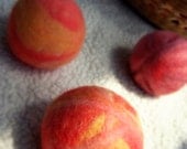 Felted All Wool Large Eco Dryer Balls--Set of 6--Peachy Pinks--Wool Core--OOAK