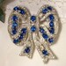 Bridal Brooch OR Hair Comb 1920s Art Deco Sapphire Blue & Clear Rhinestone Large Bow Brooch or Hair Comb, TRUE Vintage