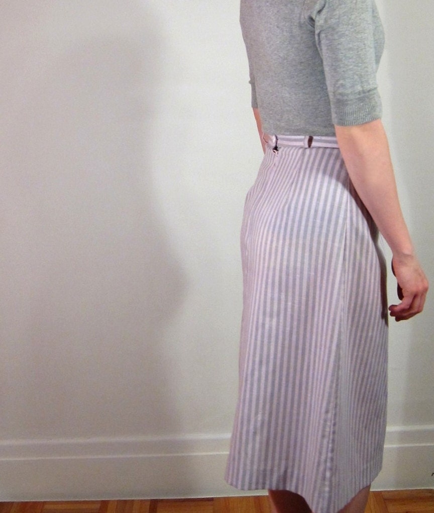 80s pencil skirt - The Sugar Lolita - pink and gray stripes