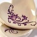 Reserved Listing for Ruth Rott - Ceramic Heart Dish - Off White and Purple