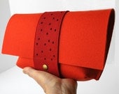 Felt Clutch in Orange and Red Merino Wool