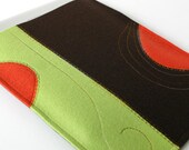 Felt Ipad Sleeve in Merino Wool Chocolate Brown and Green