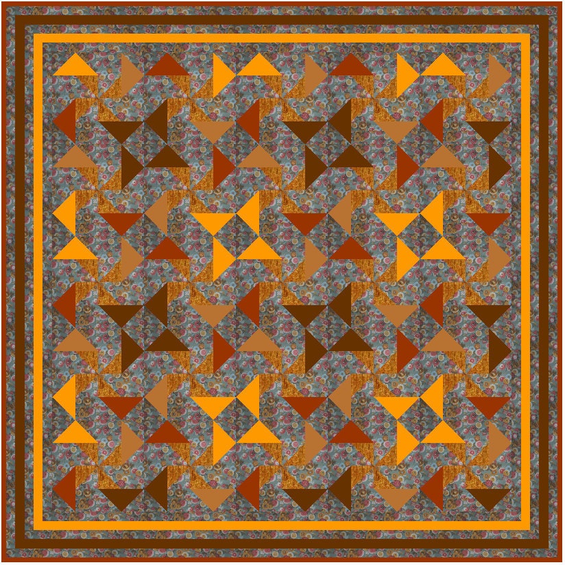 SALE - DANCING CHRYSANTHEMUMS - 61 x 61 inch - Quilt Addicts Precut Patchwork Quilt Kit Queen size