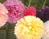 Set of 12 Tissue Paper Poms.......Sweet Sixteen / Graduation / Engagement / Quinceanera / fiesta /