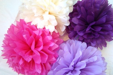 Set of 30 Tissue Poms.....Different sizes ........ON SALE....Pick Your Colors