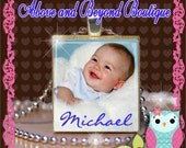 Custom Personalized Photo Name Scrabble Tile Pendant Made with Your Personal Photo Mothers Grandmothers