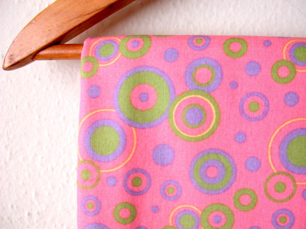 Cotton & Flannel Baby Receiving Blanket in Pink with Yellow, Green and Purple Circles