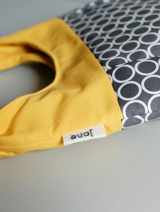 Metro Dots in Grey and Mustard Pleated Purse