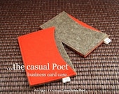 Wool Felt Business Card Holder- Gift Set of 2 Credit Card Cases- Eco Friendly-  Red Grey- Handmade- Industrial Retro Design- Great Gift