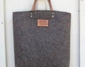 XL Swiss Army Blanket Bag. Personalized Utilitarian Shopping Bag - Minimalist Beach  Picnic Tote. Taupe Gray. Durable wool. Leather Handles