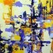 Abstract Painting on Canvas Modern Original - "CAMDEN". London, England. 12x16x1.5 Stretched Canvas. Purple, Periwinkle, Mustard yellow.