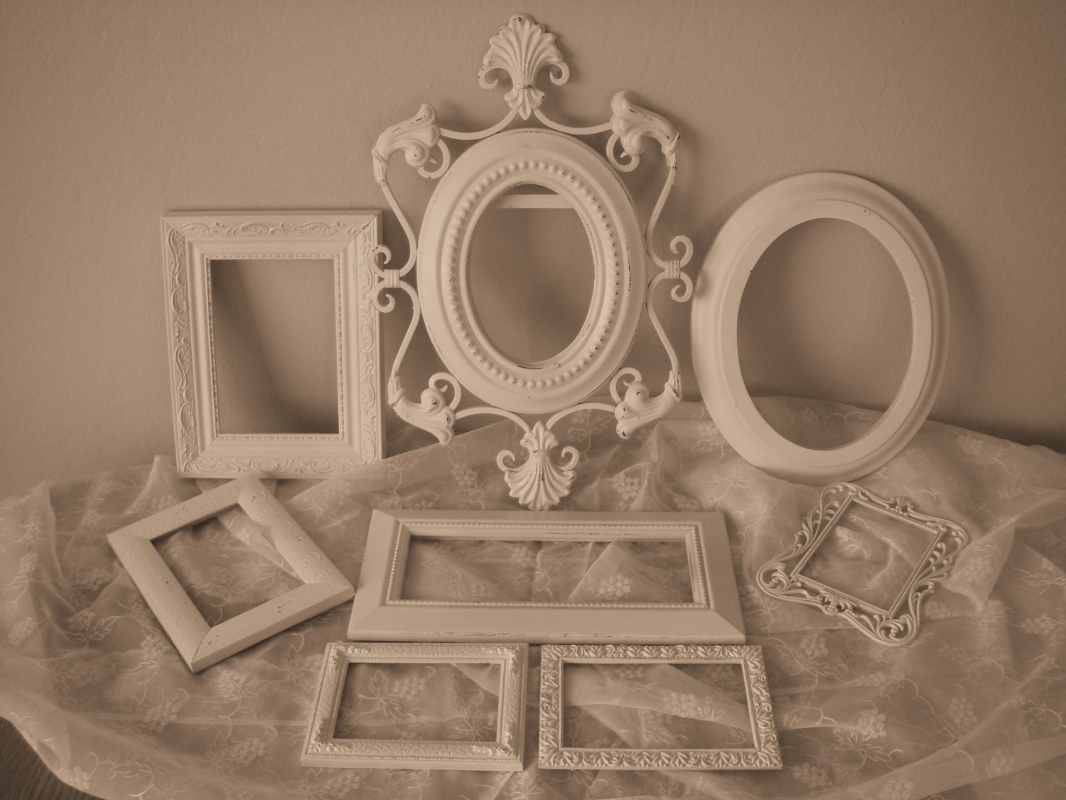 Picture Frame Collection White Shabby Mantle Wall Nursery Decor 7A