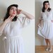 Plus Size Dress White Sheer Vintage with Belt // Sheer Beauty Spring Fashion // Size 12-16