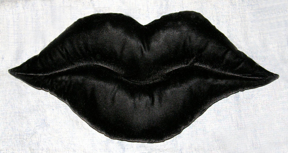 Black Velvet Large Lip Pillow by annettecableart on Etsy