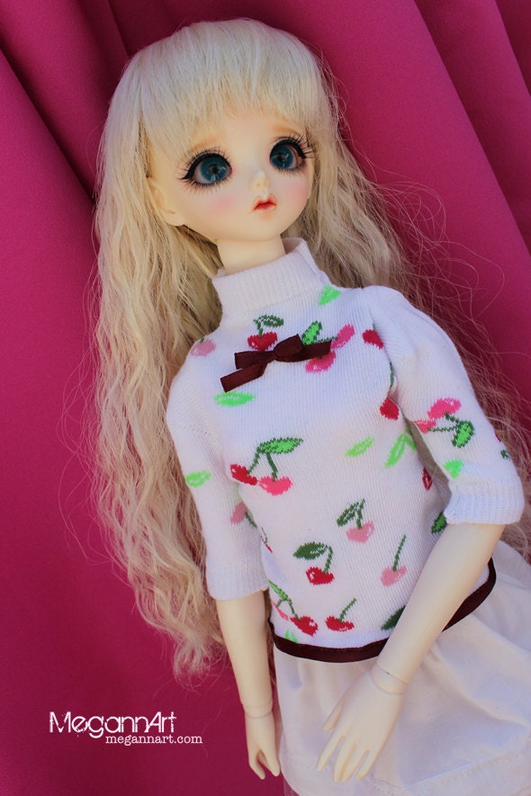 SALE- Cherry Print Blouse/Shirt for SD sized BJDs