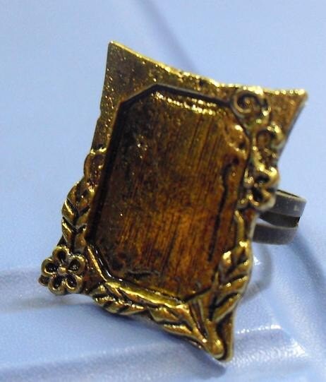 5pcs 24mm x20mm foursquare blank tray base Adjustable antique bronze ring