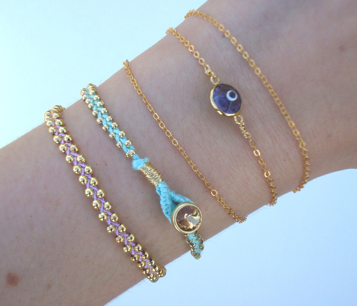 FREE SHIPPING Evil Eye Beaded Friendship Bracelet Set