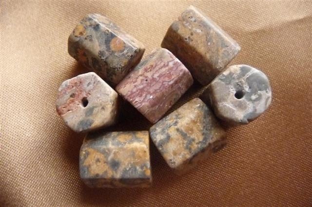 Bead, Leopardskin Jasper,Gemstone, (natural), 12x10mm, hex shaped tube, B grade, (Pkg Of 11)