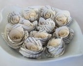 50 LARGE size LIGHT patina Paper Flowers made from Vintage Book Pages