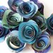 12 Large Paper Flowers made from Vintage Childrens Pages in Blue and Green