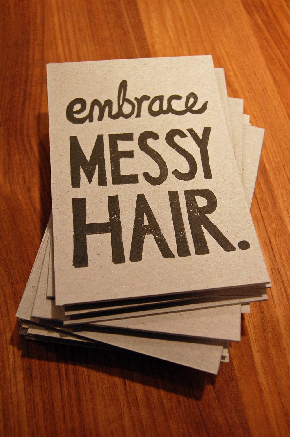 Embrace Messy Hair - Lino Print