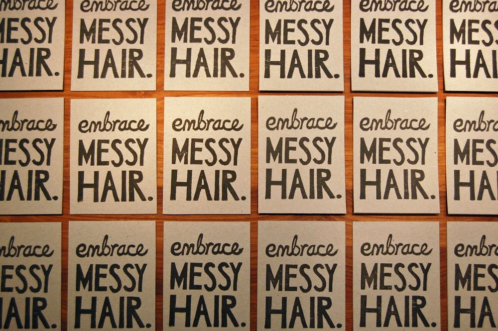 Embrace Messy Hair - Lino Print