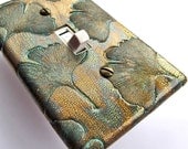 green home decor, ginkgo light switch plate cover, craftsman style switchplate, bronze decor CP-001-S1