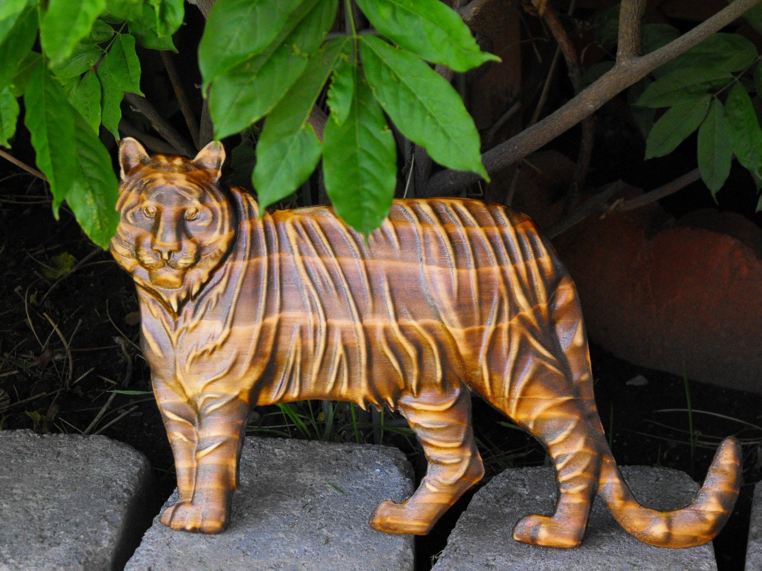 wooden tiger ride on