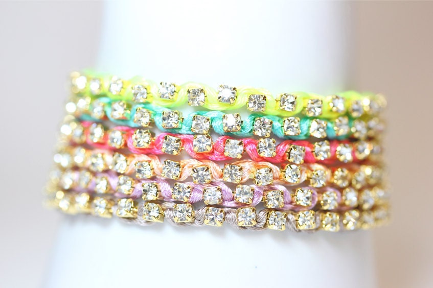 Rhinestone Bracelet - Electric Yellow