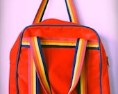 Vintage tote bag with striped straps