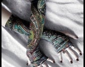 Caravan Arm Warmers - Black Moss Green Brown Cream Teal Jade Orange Floral Paisley Mandela - Yoga Gothic Dark Tribal Goth Vampire Gaia