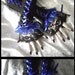 Shadow and Mirth Corset Laced Up Arm Warmers - Black - Bright Royal Blue Ribbon & Ruffled Lace - Lolita Vampire Wedding Dark Emo Rococo EGL