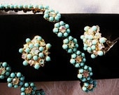 MINT SIGNED Kramer faux turquoise and aurora borealis set