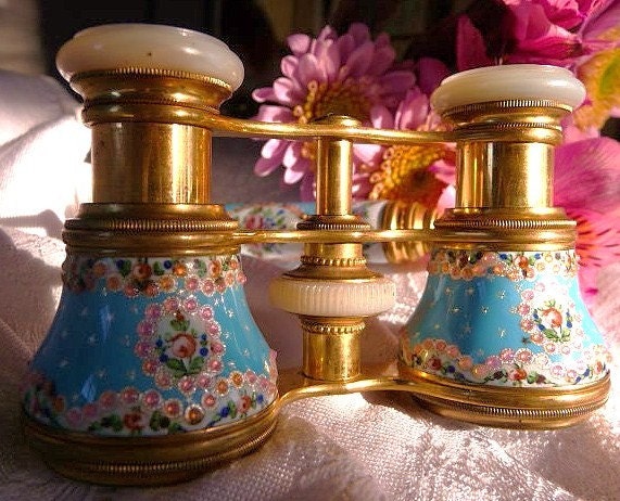 Opera glasses Second Empire Sevres style VERY RARE antique
