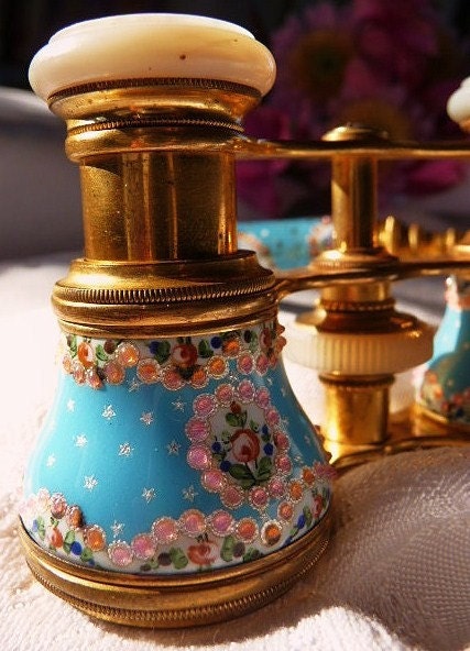 Opera glasses Second Empire Sevres style VERY RARE antique