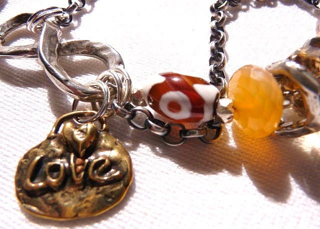 OOAK crafted charm bracelet SUNSHINE and SILVER