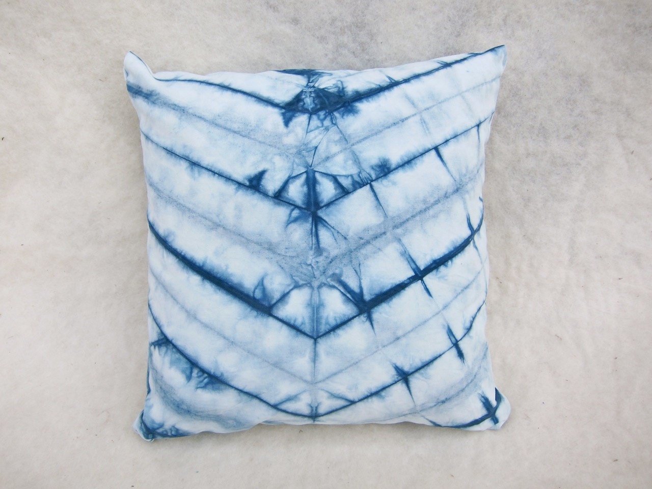 Pillow : Natural Indigo Dyed Soft Sanded Canvas with Shallow Chevron Pattern
