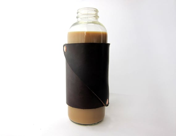Leather Cozy: Fits GTs Kombucha Bottles as a tight sleeve
