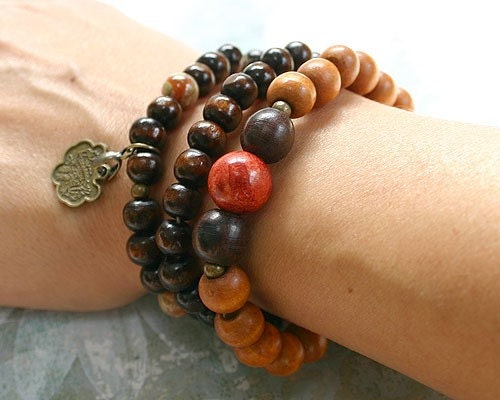 Yoga Mala Bracelet Set Autumn Jasper And Wood Power Stretch Bracelets Lucky Coin