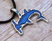 Leather Surfer Necklace With Pewter Hammerhead Shark Beach Jewelry