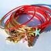 Red Leather Bangles Bracelet with Gold Plated Stars