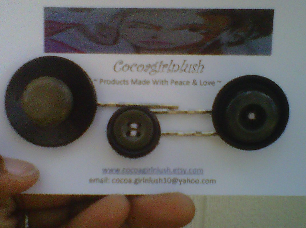 Button Bobby Pins - A Set of Three