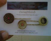 Button Bobby Pins - A Set of Three