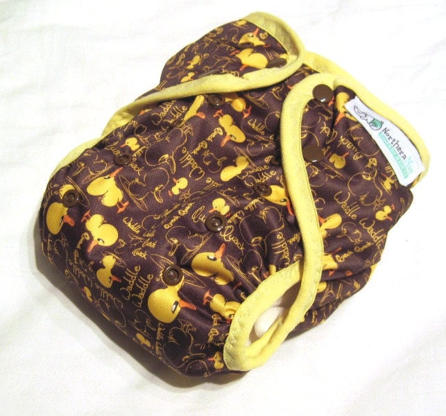 One Size Waddle PUL Printed Pocket Diaper with Organic Bamboo Velour Inner