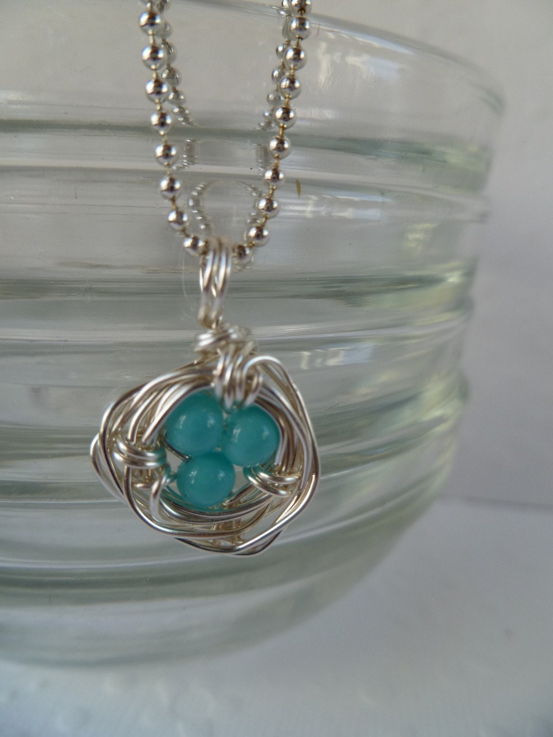 Simple Spring Bird's Nest  Pendant (Blue)
