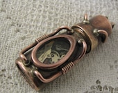 Steampunk USB flash drive with glowing glass windows. 16 GIG. Copper, brass, watch parts and glass. Waterproof. - steamworkshop