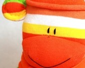 Stuffed Animal, Sock Monkey Doll Orange Stripes, Baby Toys