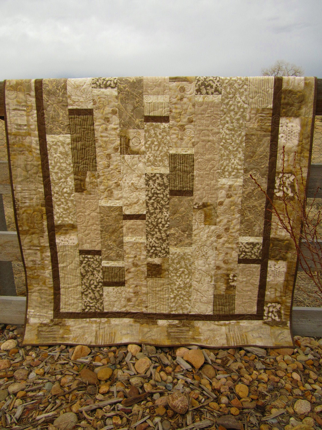 Handmade Quilt Contemporary Natural, Patchwork Quilt, Quilts and Throws