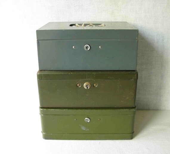 Vintage Metal Lock Boxes by PassedBy on Etsy